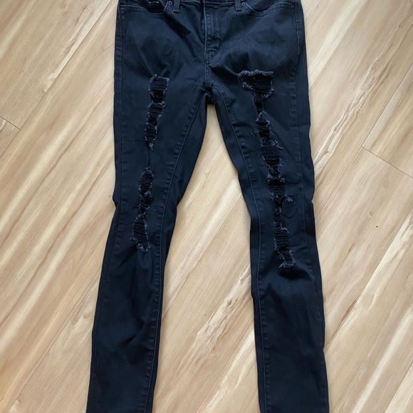 Levi’s 711 distressed skinny jeans black - Picture 2 of 4